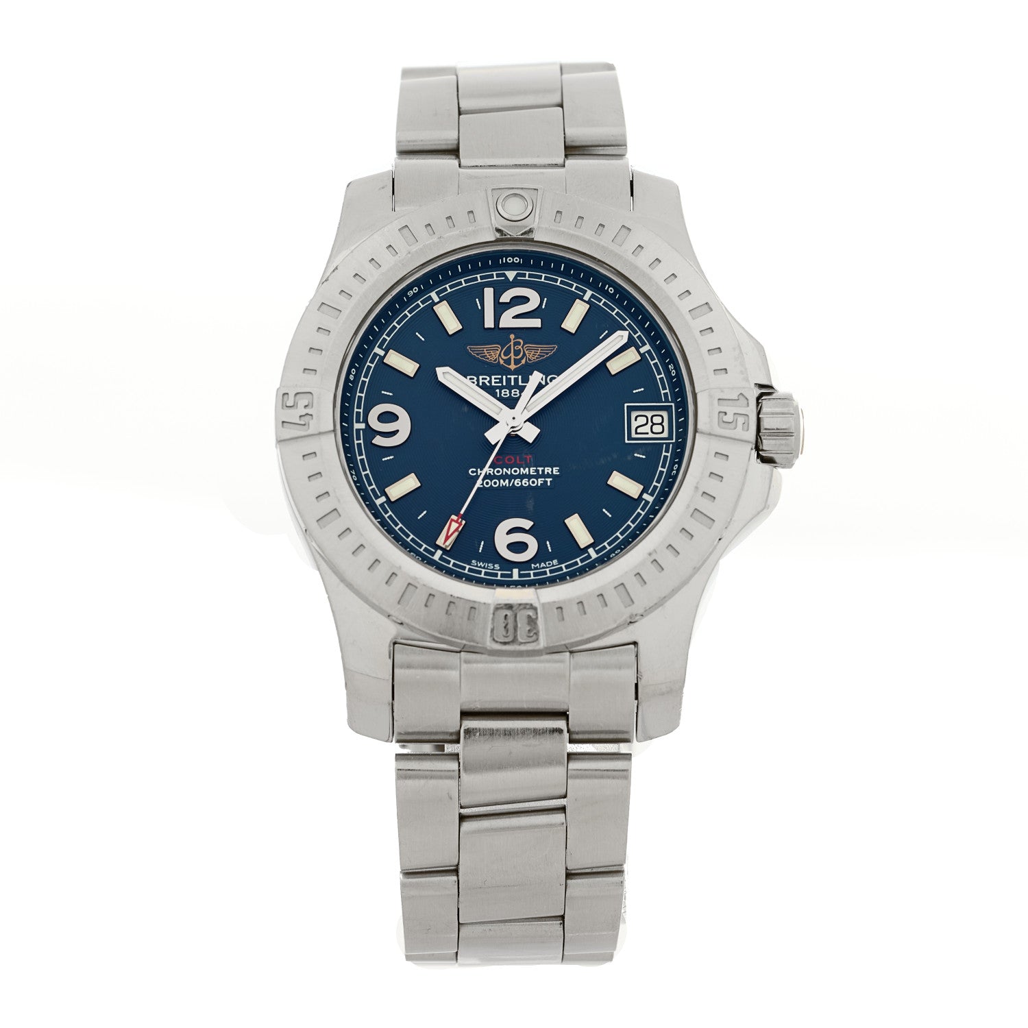Breitling Stainless Steel 36mm Colt Quartz Watch Blue A74389