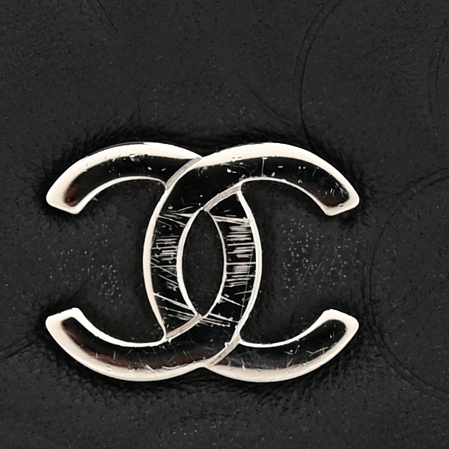 Lambskin Camellia Embossed Wallet On Chain WOC Black