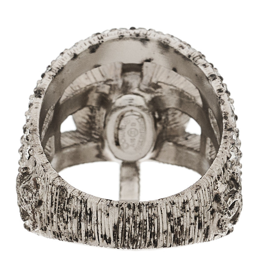 Chanel Pearl Crystal Ring 54 7 Silver 4 of 5