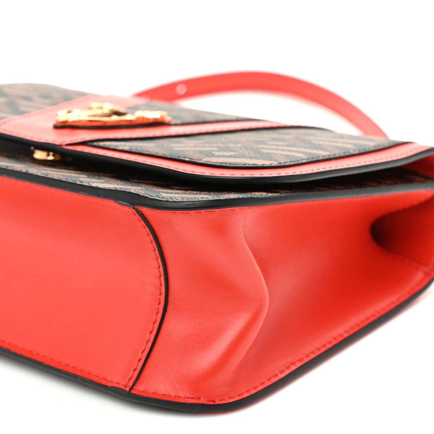Versace Coated Canvas La Greca Signature Print Virtus Top Handle Shoulder Bag Red 9 of 9