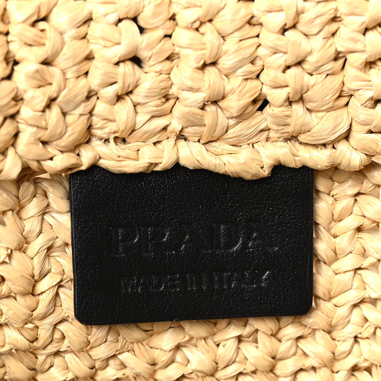 Prada Yarn Raffia Effect Crochet Embroidered Small Logo Tote Naturale 6 of 8