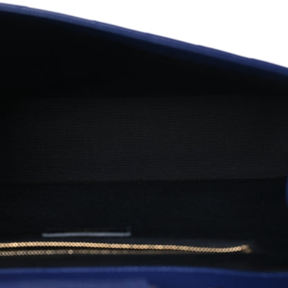 Saint Laurent Grain De Poudre Matelasse Chevron Large Monogram Satchel Navy Blue 5 of 14