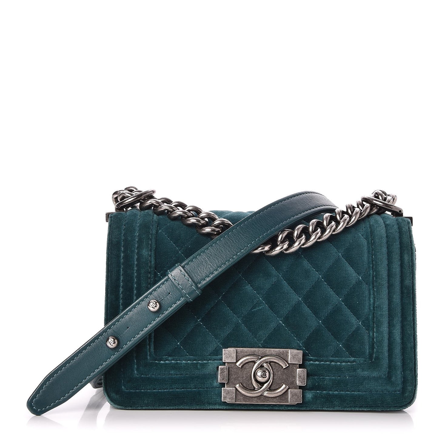 Velvet Quilted Small Boy Flap Turquoise