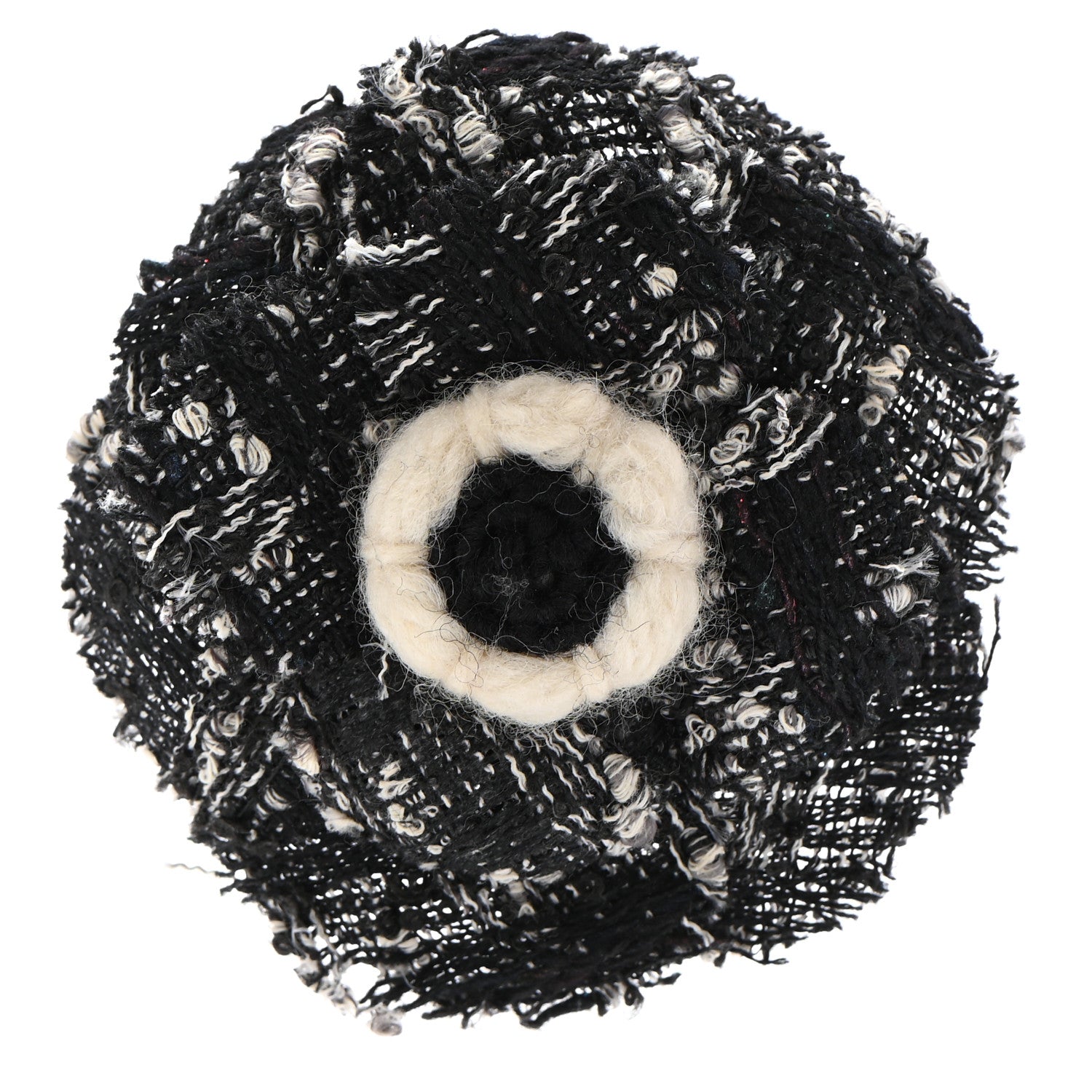 Chanel Tweed Pin Brooch Black White 1 of 6