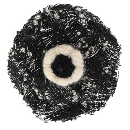 Chanel Tweed Pin Brooch Black White 1 of 6