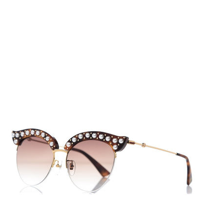 Gucci Pearl Cat Eye Sunglasses GG0212S Tortoise 1 of 8