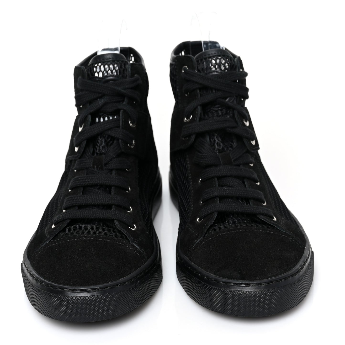 Mesh Suede High Top Sneakers 37 Black