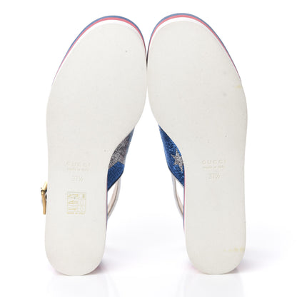 Gucci Lurex Starry Sky Crossover Platform Sandals 37.5 Bleuette Silver 6 of 9