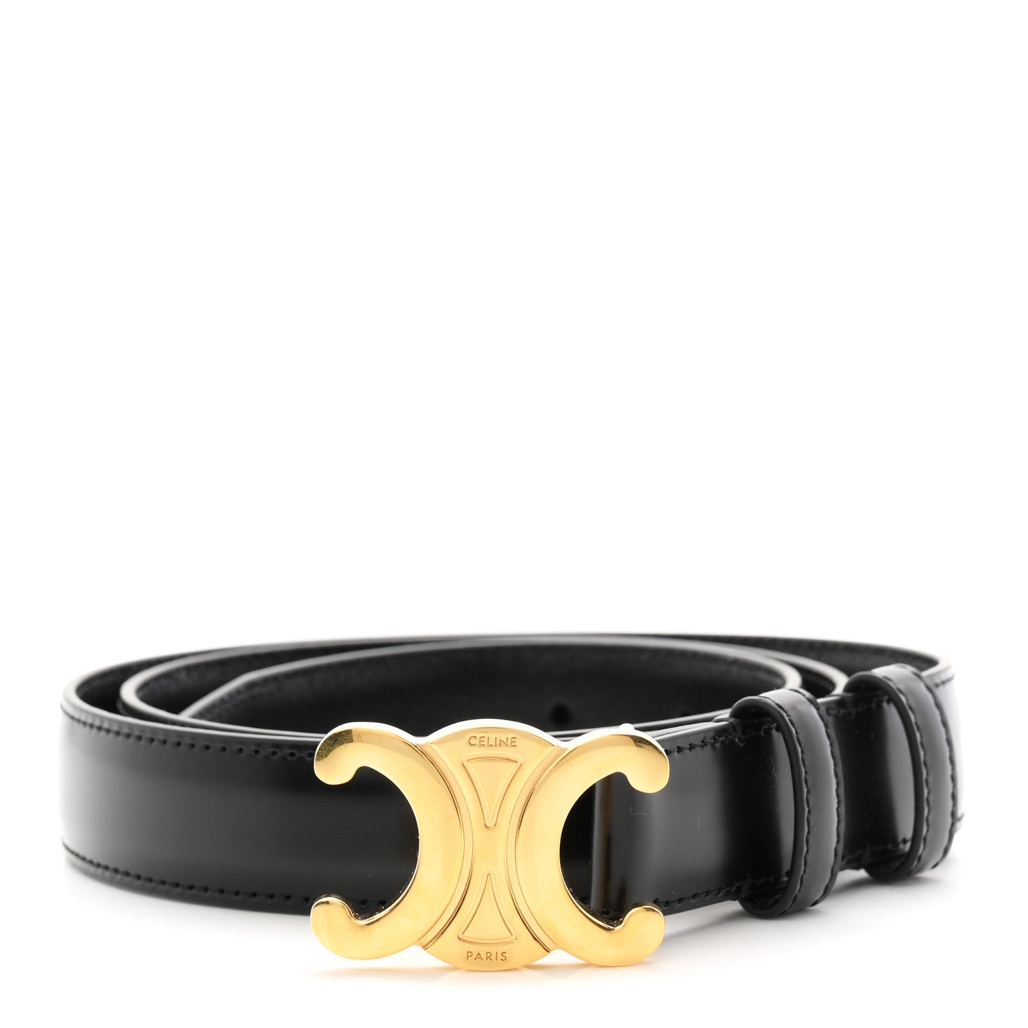 Celine Taurillon Calfskin Medium 25mm Triomphe Belt 90 36 Black 1 of 7