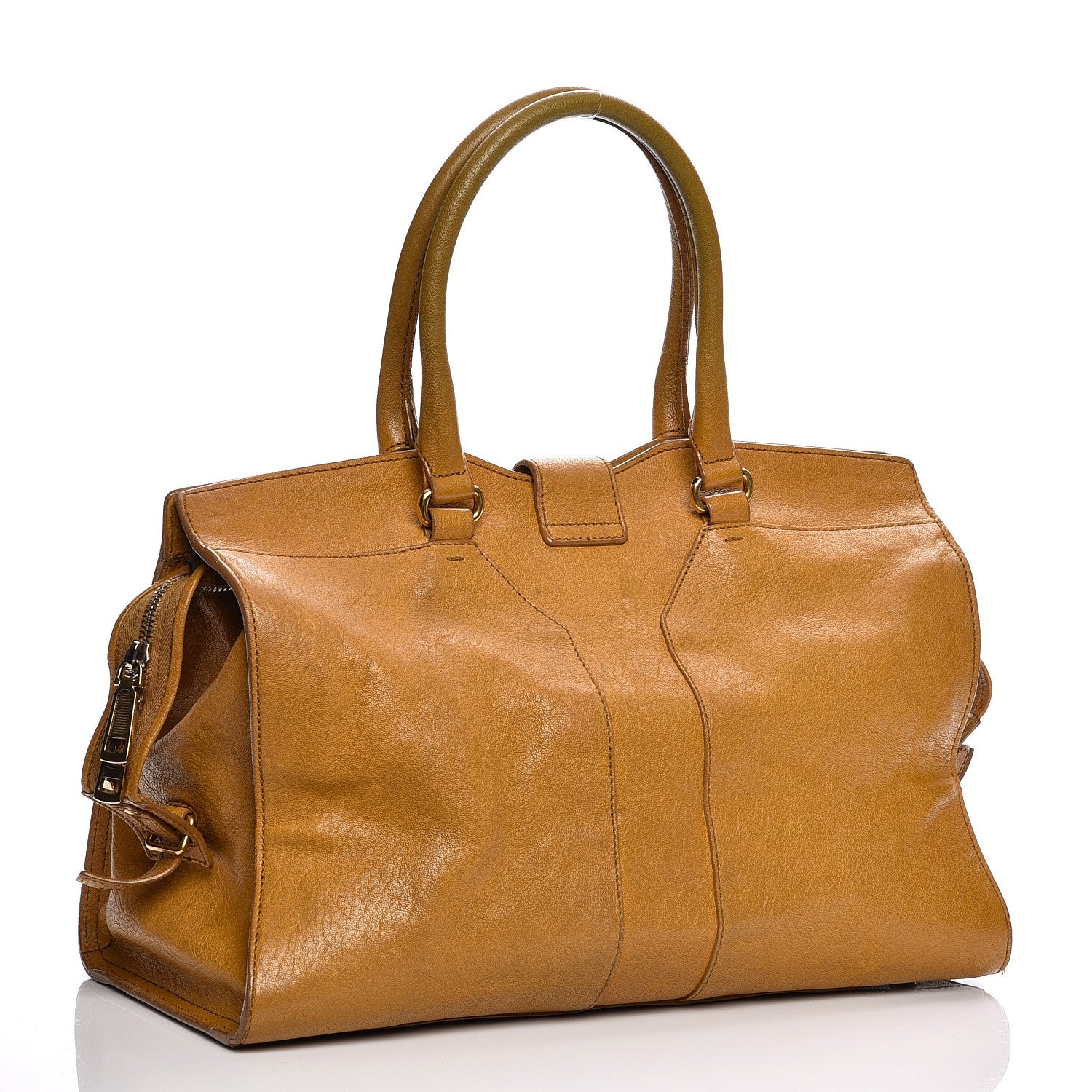 Saint Laurent Sheepskin Medium Cabas ChYc Mustard 3 of 16