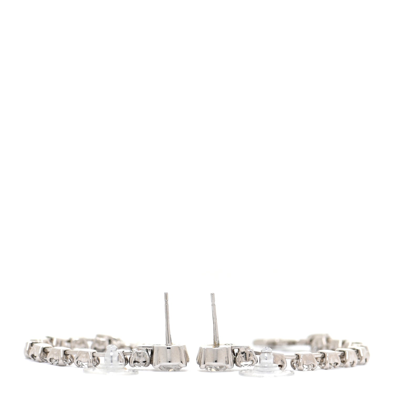 Chanel Crystal Starfall Drop Long CC Earrings Silver 3 of 7