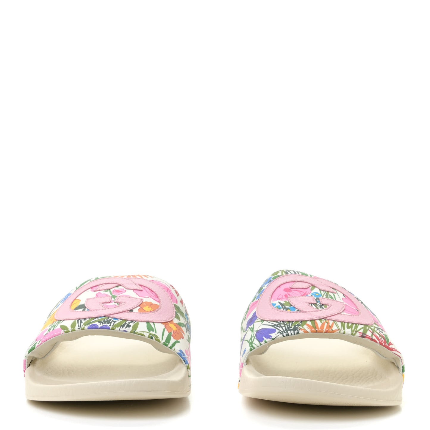 GUCCI X KEN SCOTT Rubber Womens Interlocking G Slide Sandals 40 Ivory