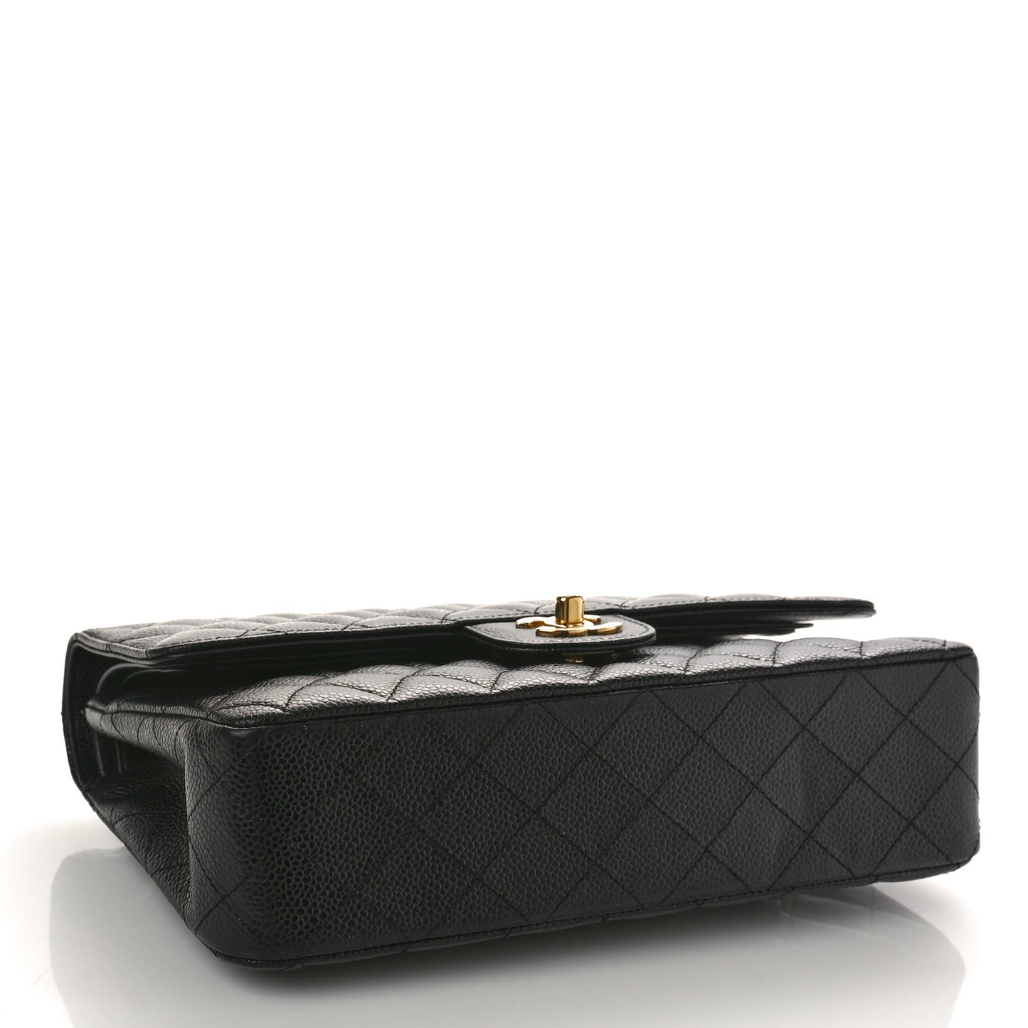 Caviar Quilted Medium Double Flap Black