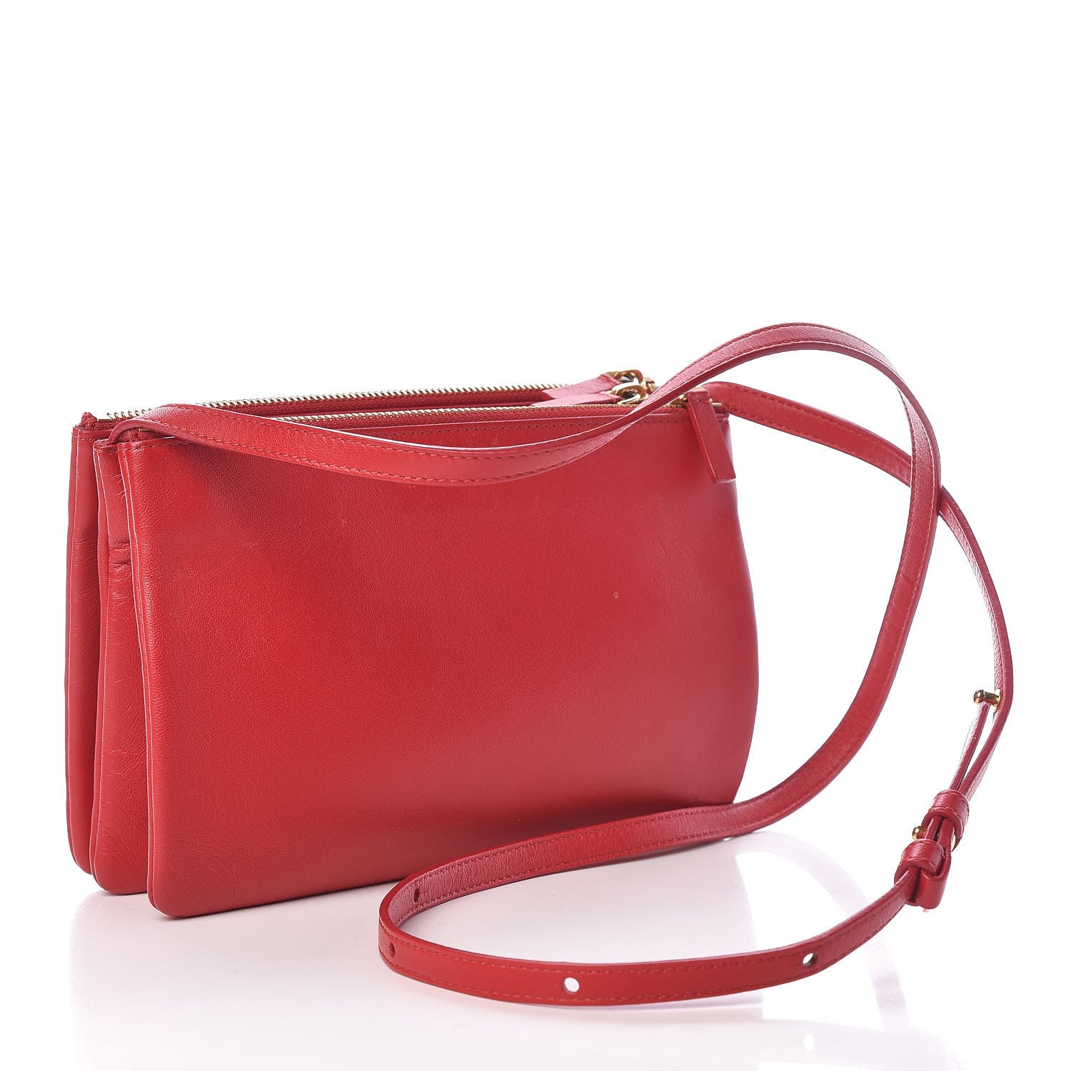 Celine Lambskin Small Trio Crossbody Bag Red 3 of 15