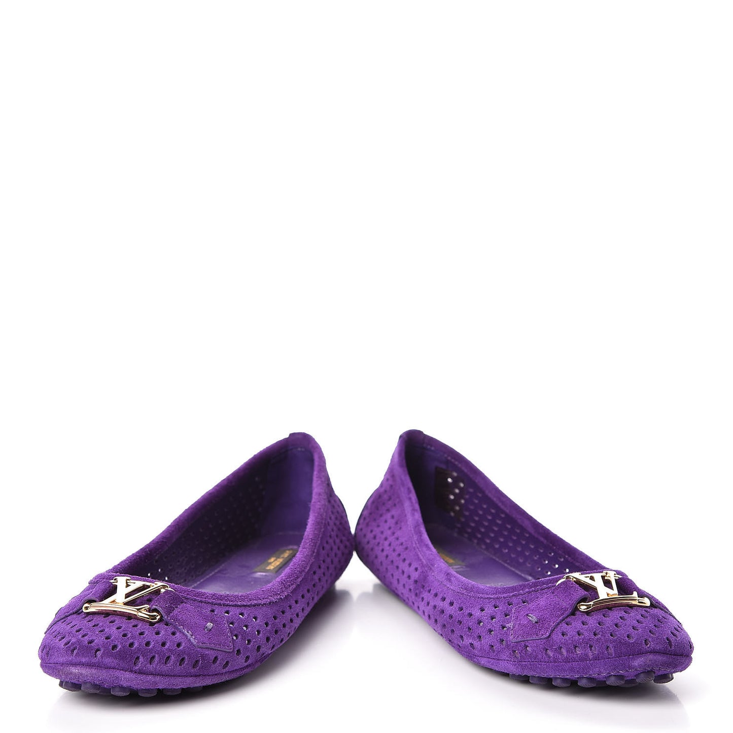 Suede Perforated Oxford Ballerina Flats 36 Violet