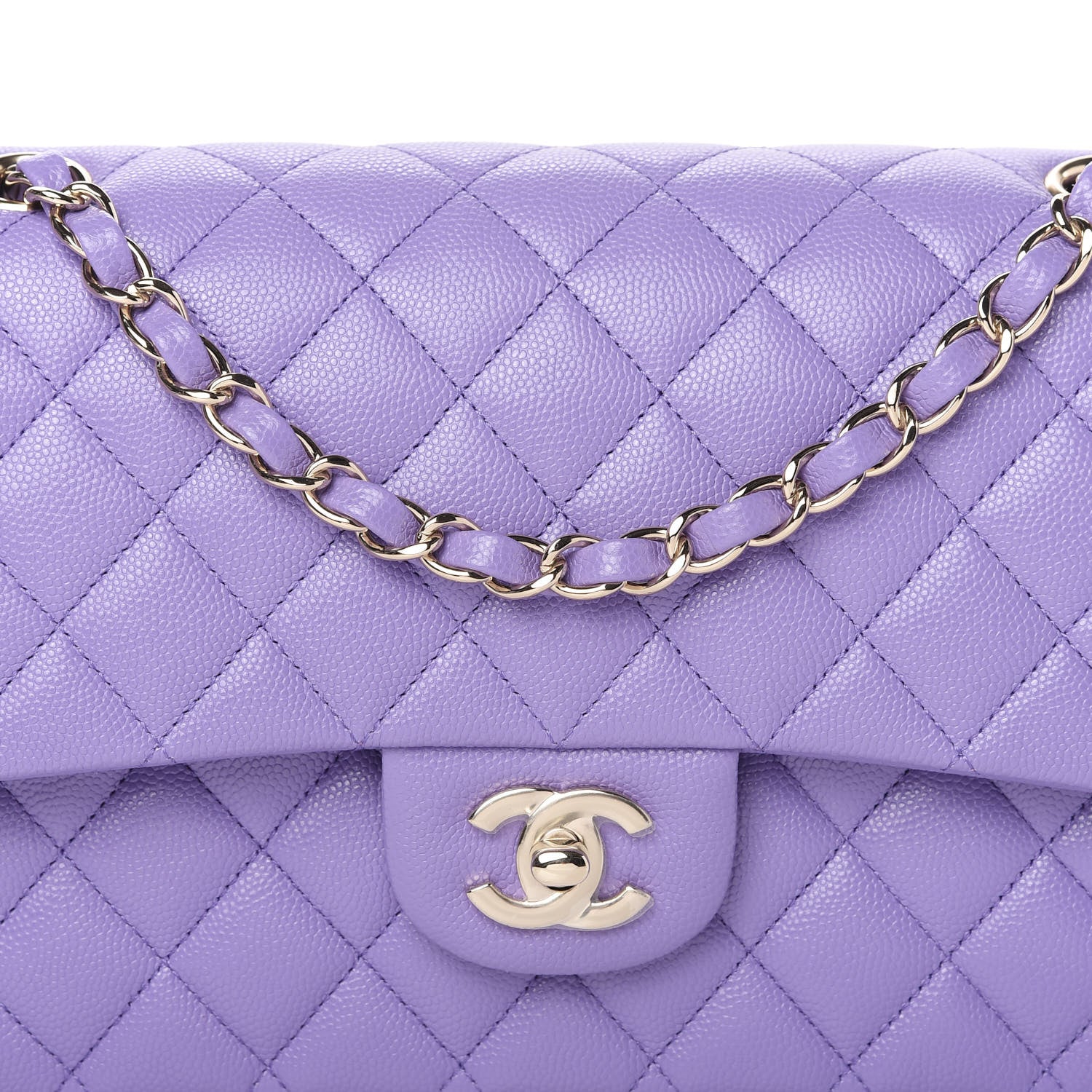 Chanel Caviar Quilted Medium Double Flap Purple 10 of 11