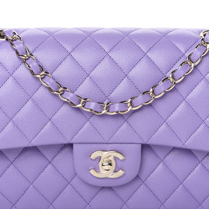 Chanel Caviar Quilted Medium Double Flap Purple 10 of 11