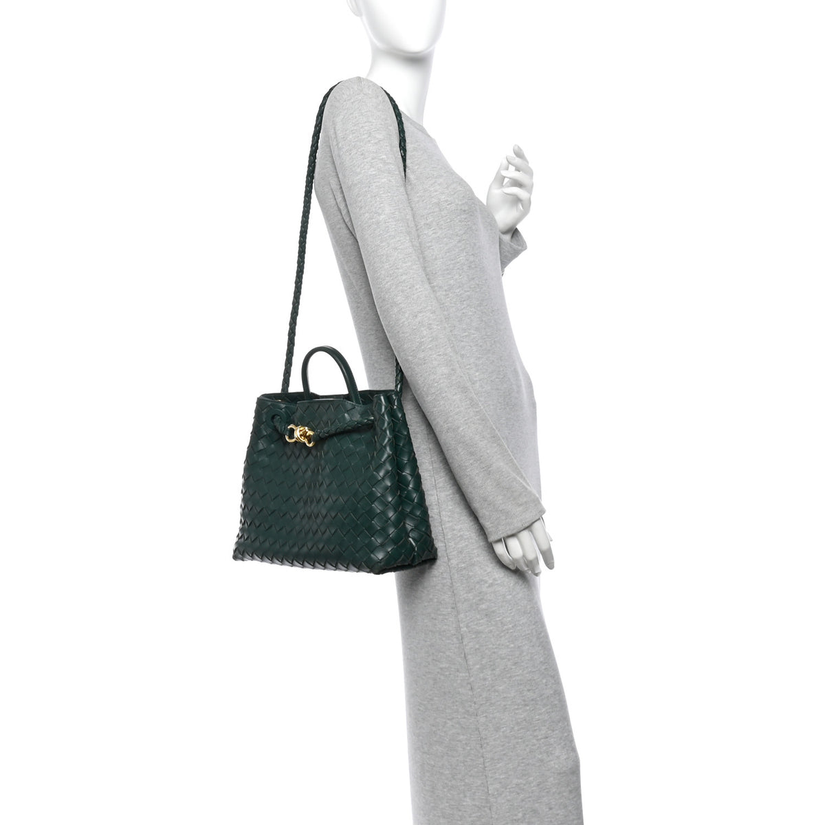 Nappa Intrecciato Medium Andiamo Shoulder Bag Emerald Green