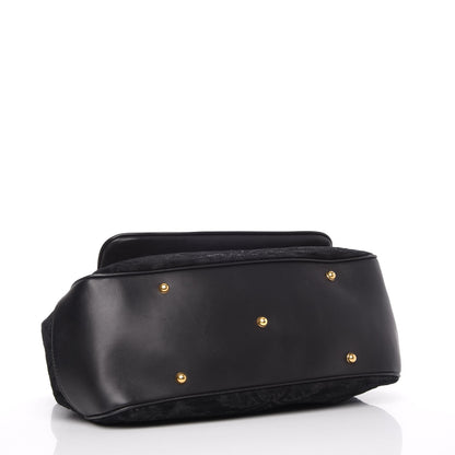 Gucci Nubuck Brocade Medium Lady Stirrup Top Handle Black 4 of 11