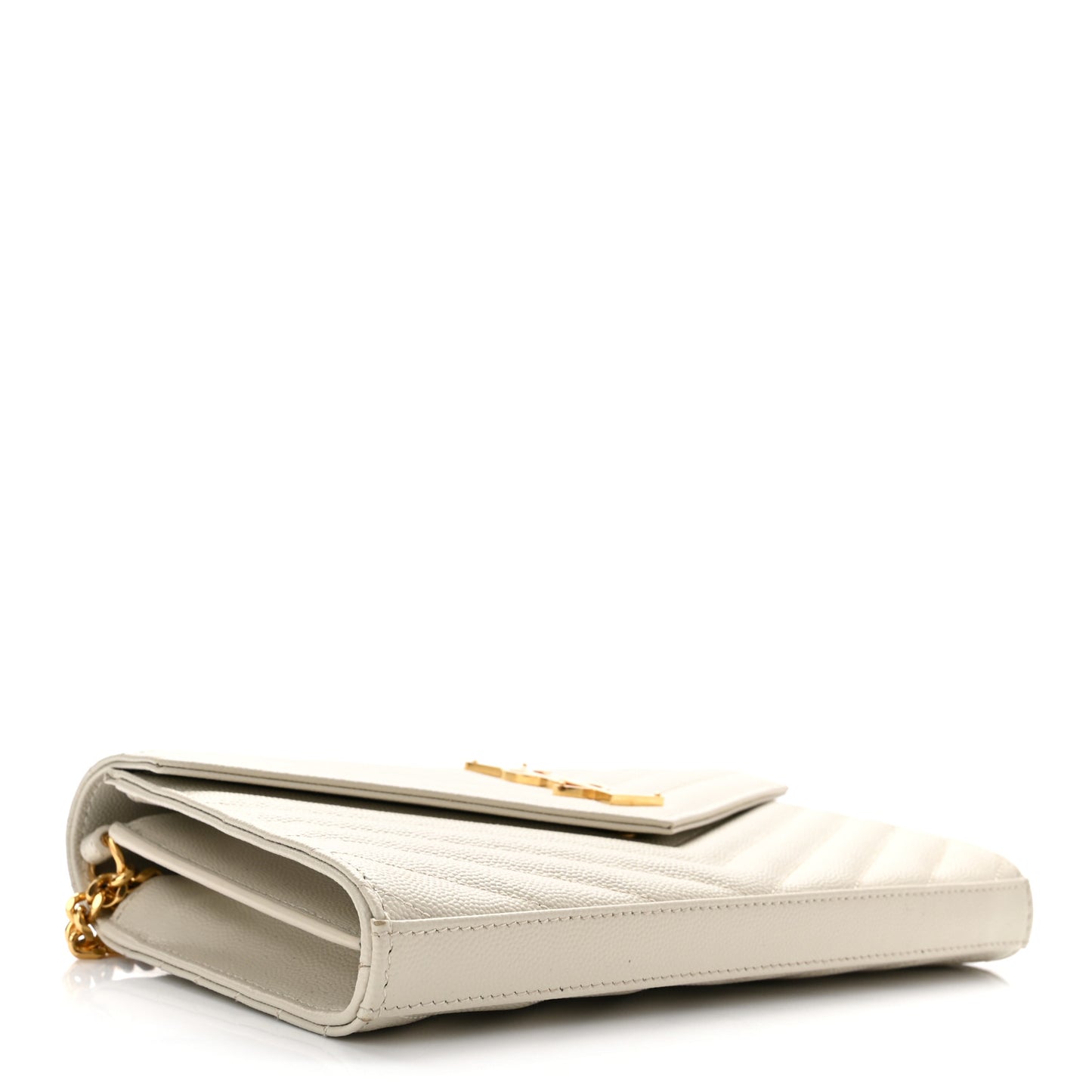 Grain De Poudre Matelasse Chevron Monogram Chain Wallet Crema Soft