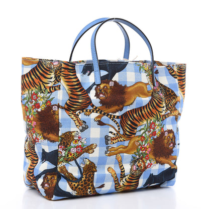 Gucci Canvas Kids Felines Vichy Print Tote Clear Sky Blue 3 of 10