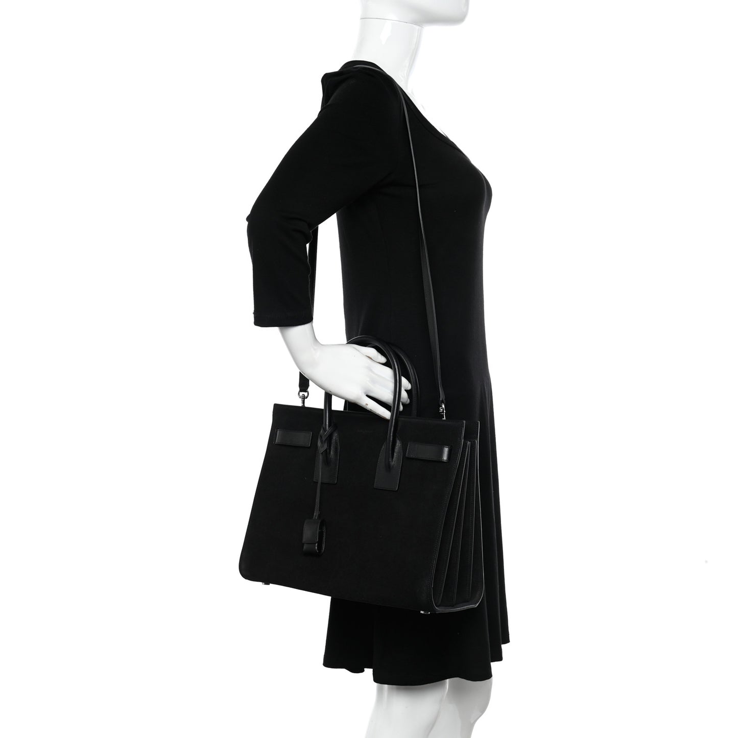 Suede Calfskin Small Sac De Jour Black