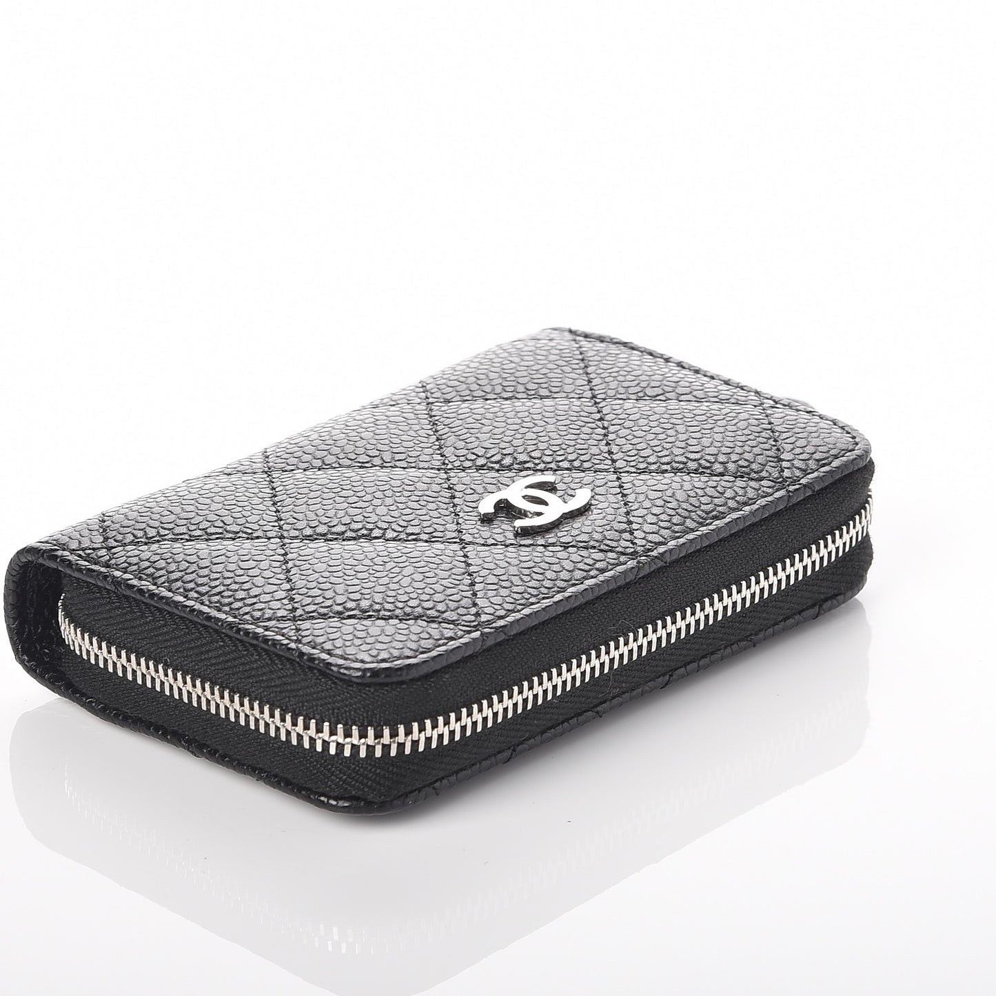 Caviar Quilted Zip Coin Purse Black