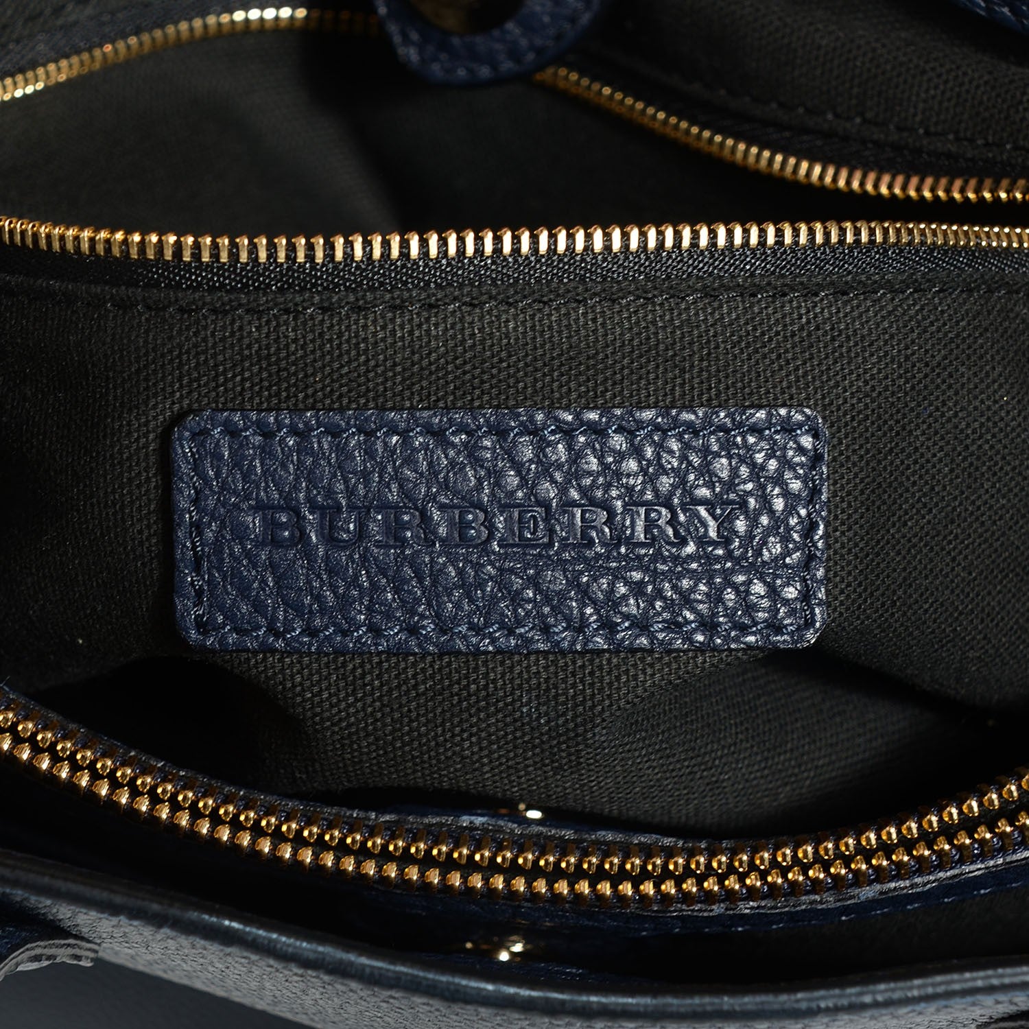 Burberry Grainy Calfskin House Check Medium Banner Tote Ink Blue 6 of 11