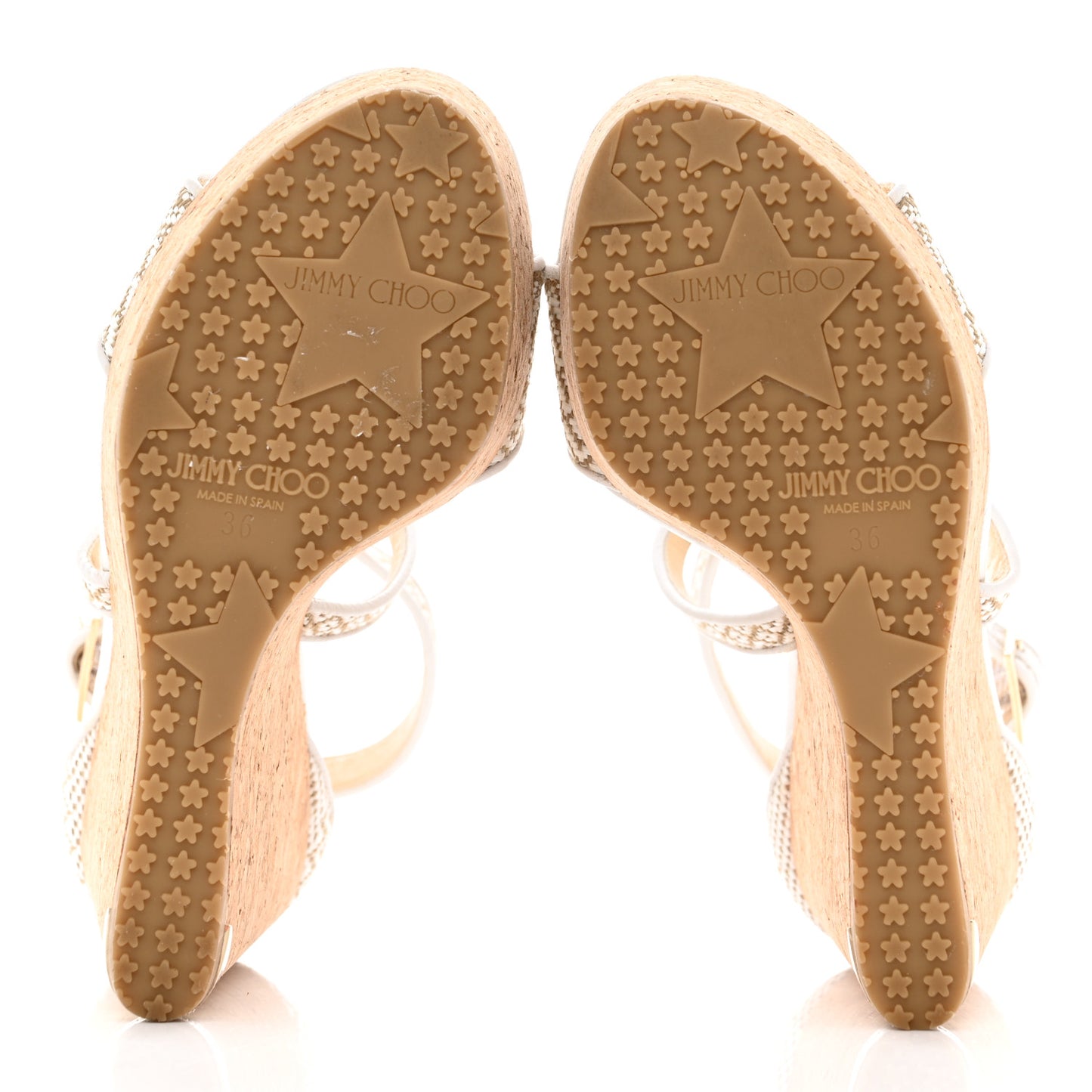 Fabric Cork Portia 120 Wedge Sandals 36 White Marble