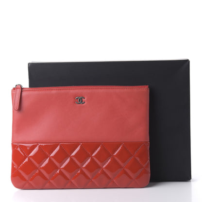Chanel Calfskin Patent Quilted Medium Cosmetic Case Red 11 of 11