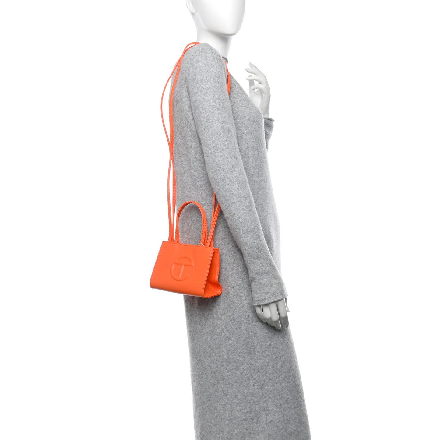Vegan Leather Small Shopping Bag Orange