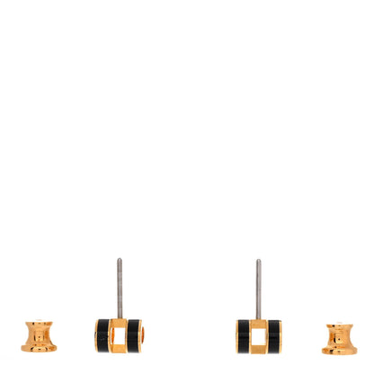 Hermes Gold Lacquered Mini Pop H Earrings Black 3 of 4