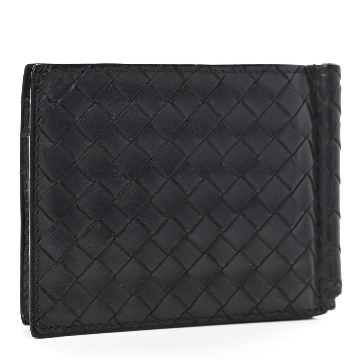 Nappa Intrecciato Bi-Fold Money Clip Wallet Black