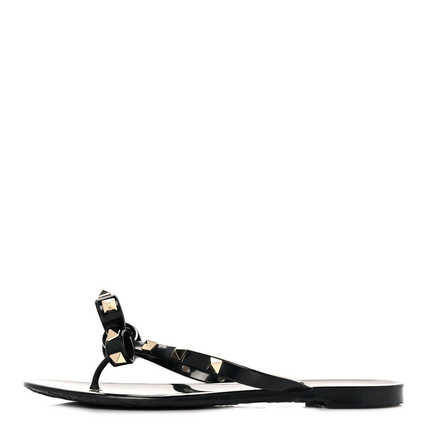 PVC Jelly Rockstud Bow Thong Sandals 36 Black