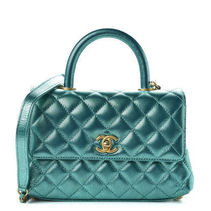 Chanel Metallic Caviar Quilted Mini Coco Handle Flap Blue 1 of 10