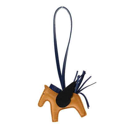 Hermes Milo Lambskin Grigri Rodeo Pegase Horse Bag Charm PM Sesame Black Bleu Saphir 1 of 4