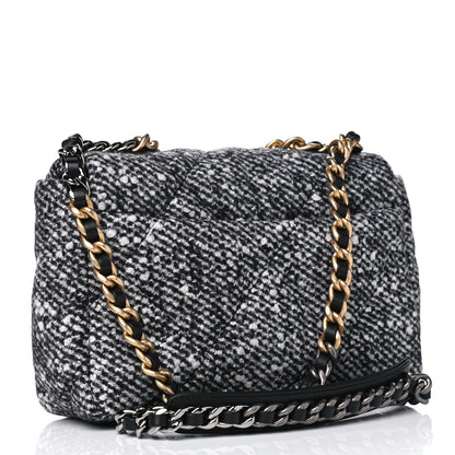 Chanel Tweed Quilted Medium Chanel 19 Flap Black White 2 of 5