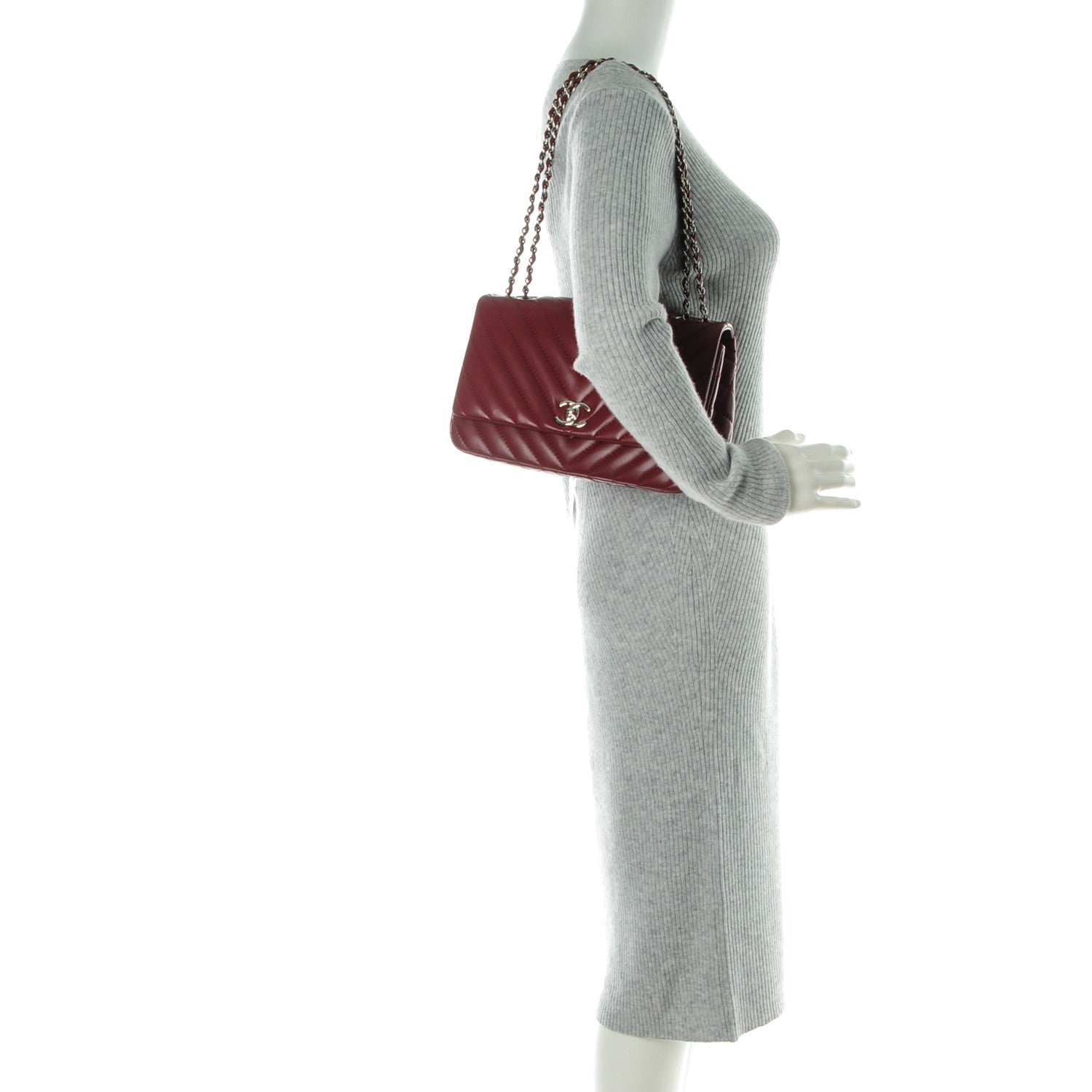 Chanel Lambskin Chevron Medium Single Flap Dark Red 2 of 8