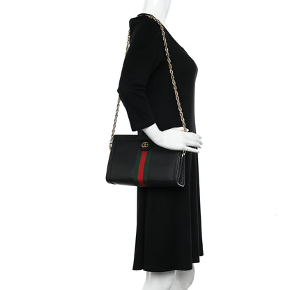 Gucci Calfskin GG Web Small Ophidia Chain Shoulder Bag Black 2 of 10