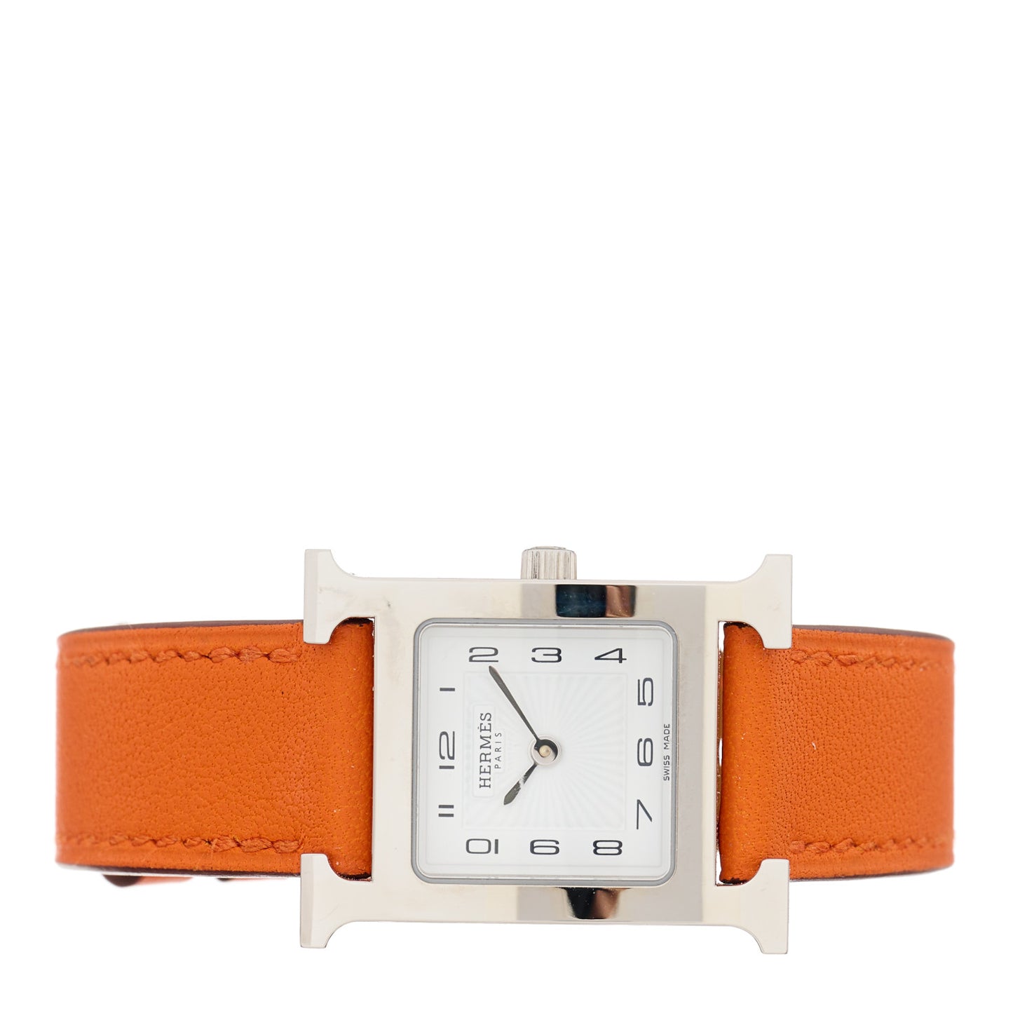 Stainless Steel Swift 21mm Heure H Hour Quartz Watch Orange