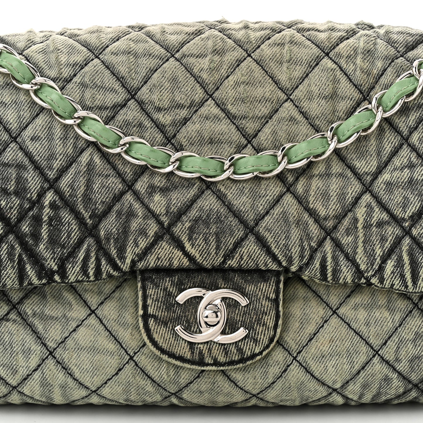 Denim Quilted Denimpression Flap Green Black