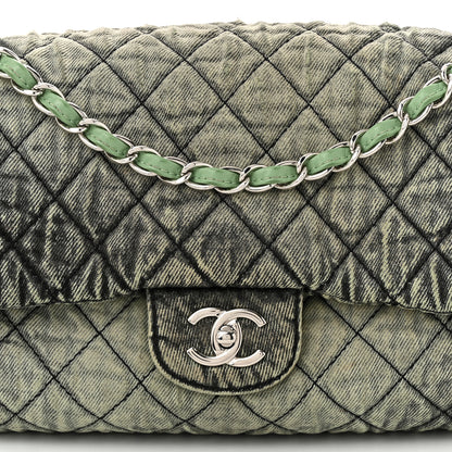 Chanel Denim Quilted Denimpression Flap Green Black 8 of 10