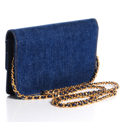 Chanel Denim Wallet on Chain WOC Blue 3 of 8