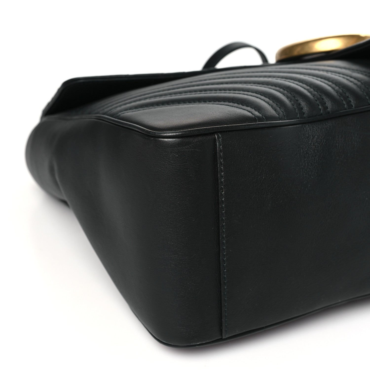 Gucci Calfskin Matelasse Maxi GG Marmont Top Handle Shoulder Bag Black 9 of 11