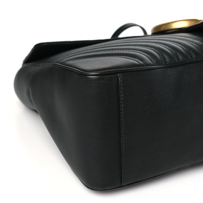 Gucci Calfskin Matelasse Maxi GG Marmont Top Handle Shoulder Bag Black 9 of 11
