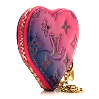 Louis Vuitton Vernis Gradient Love Lock Heart Coin Purse Pink Purple 2 of 7