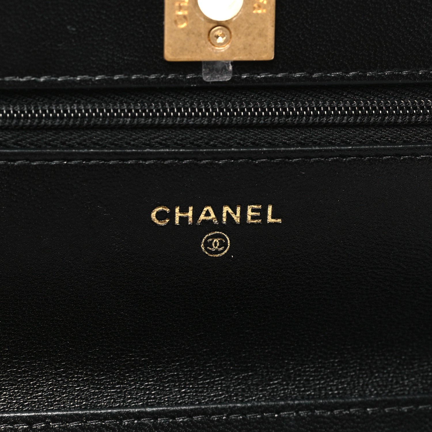 Chanel Lambskin Quilted Logo WOC Wallet On Chain Black 6 of 12