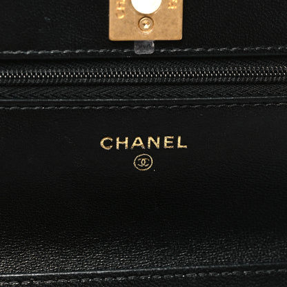 Chanel Lambskin Quilted Logo WOC Wallet On Chain Black 6 of 12