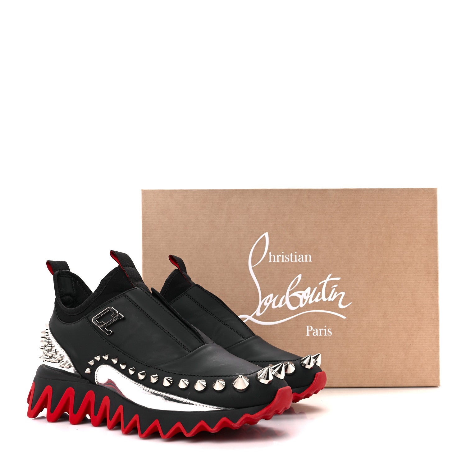 Christian Louboutin X Marvel Khonshu Calfskin Gommato Loubishark Mens Sneakers 37.5 Black Silver 10 of 10