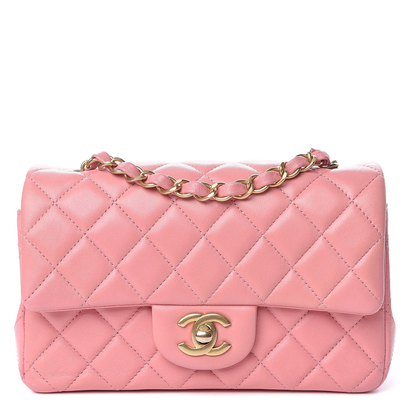 Lambskin Quilted Mini Rectangular Flap Pink